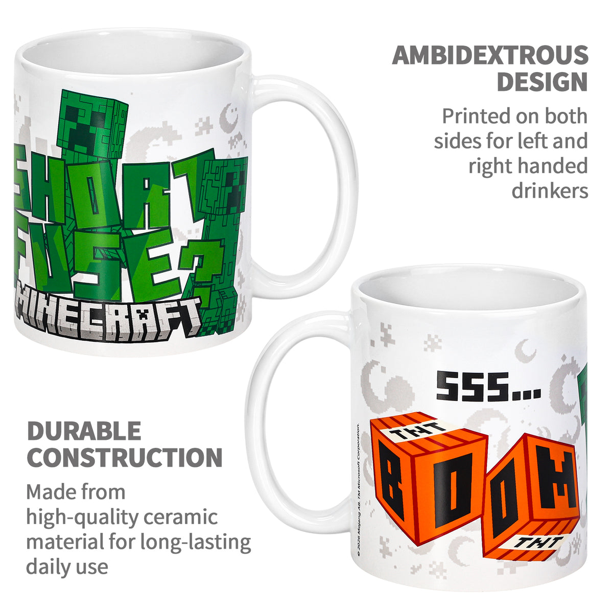 Minecraft Creeper 11oz Ceramic Mug – 325ml Coffee Cup, Dishwasher & Microwave Safe, Officially Licensed Gift for Kids & Adults