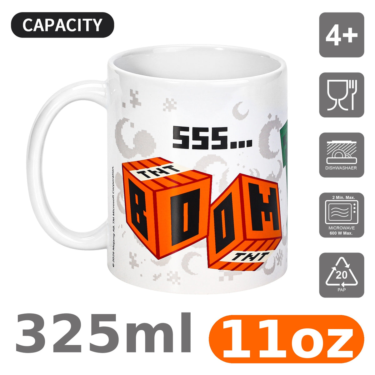 Minecraft Creeper 11oz Ceramic Mug – 325ml Coffee Cup, Dishwasher & Microwave Safe, Officially Licensed Gift for Kids & Adults