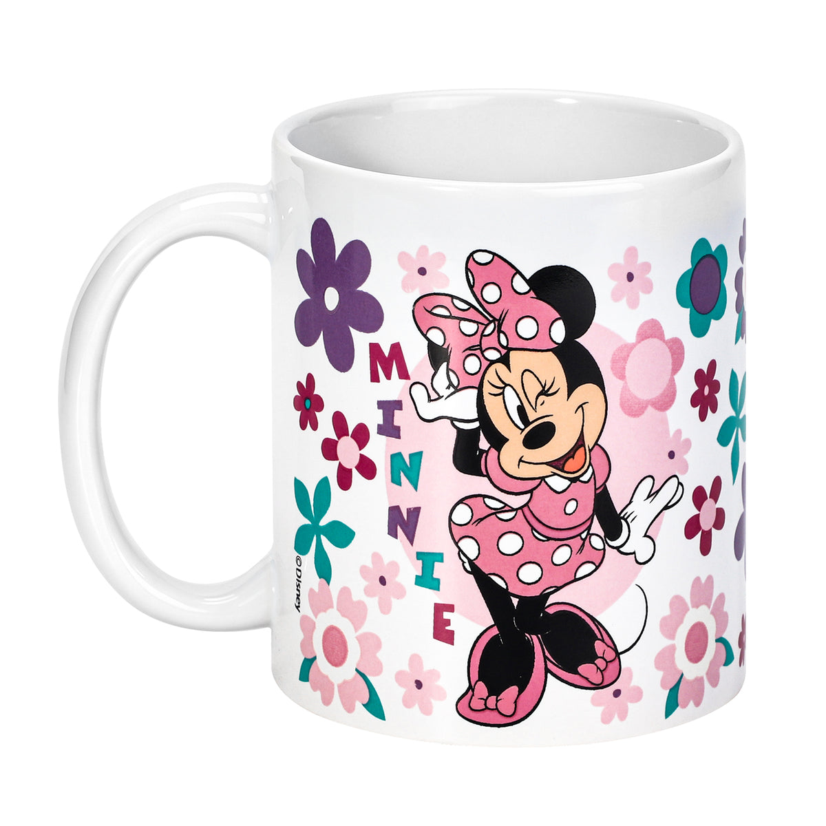 Disney Minnie Mouse 11oz Ceramic Mug – Floral Minnie 325ml Coffee Cup, Dishwasher & Microwave Safe, Officially Licensed Gift for Kids & Adults