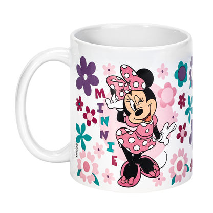 Disney Minnie Mouse 11oz Ceramic Mug – Floral Minnie 325ml Coffee Cup, Dishwasher & Microwave Safe, Officially Licensed Gift for Kids & Adults