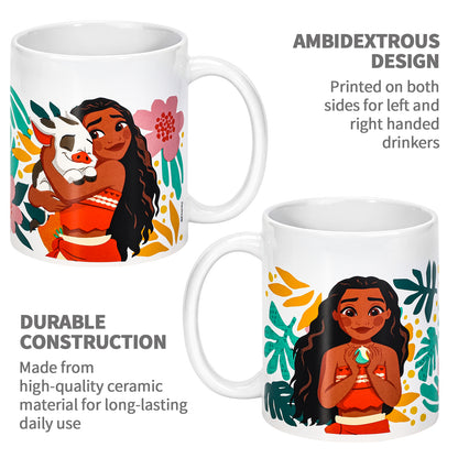 Disney Moana 11oz Ceramic Mug – Moana & Pua Tropical 325ml Coffee Cup, Dishwasher & Microwave Safe, Officially Licensed Gift for Kids & Adults