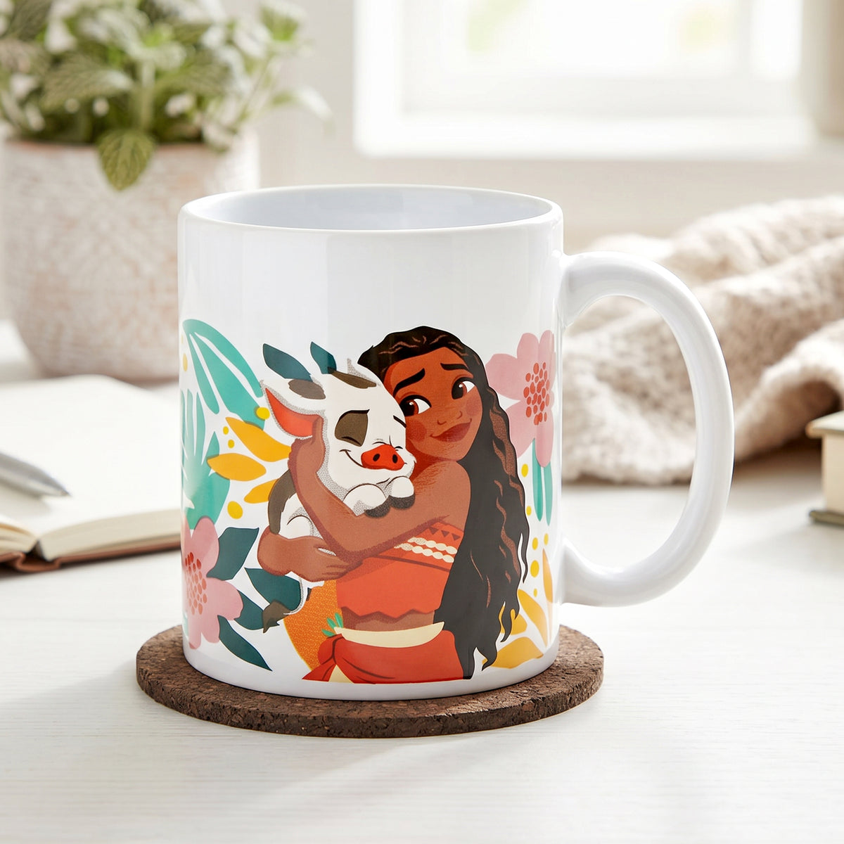 Disney Moana 11oz Ceramic Mug – Moana & Pua Tropical 325ml Coffee Cup, Dishwasher & Microwave Safe, Officially Licensed Gift for Kids & Adults