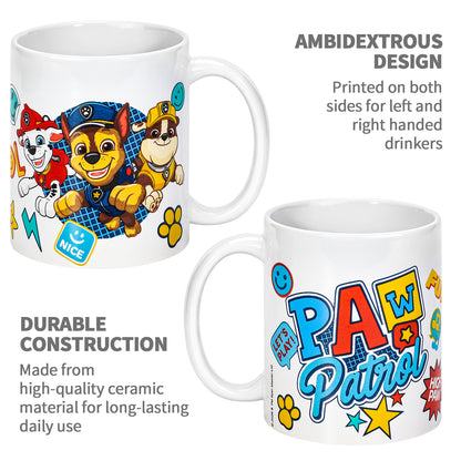 Paw Patrol 11oz Ceramic Mug – Chase, Marshall & Rubble 325ml Coffee Cup, Dishwasher & Microwave Safe, Officially Licensed Gift for Kids & Adults