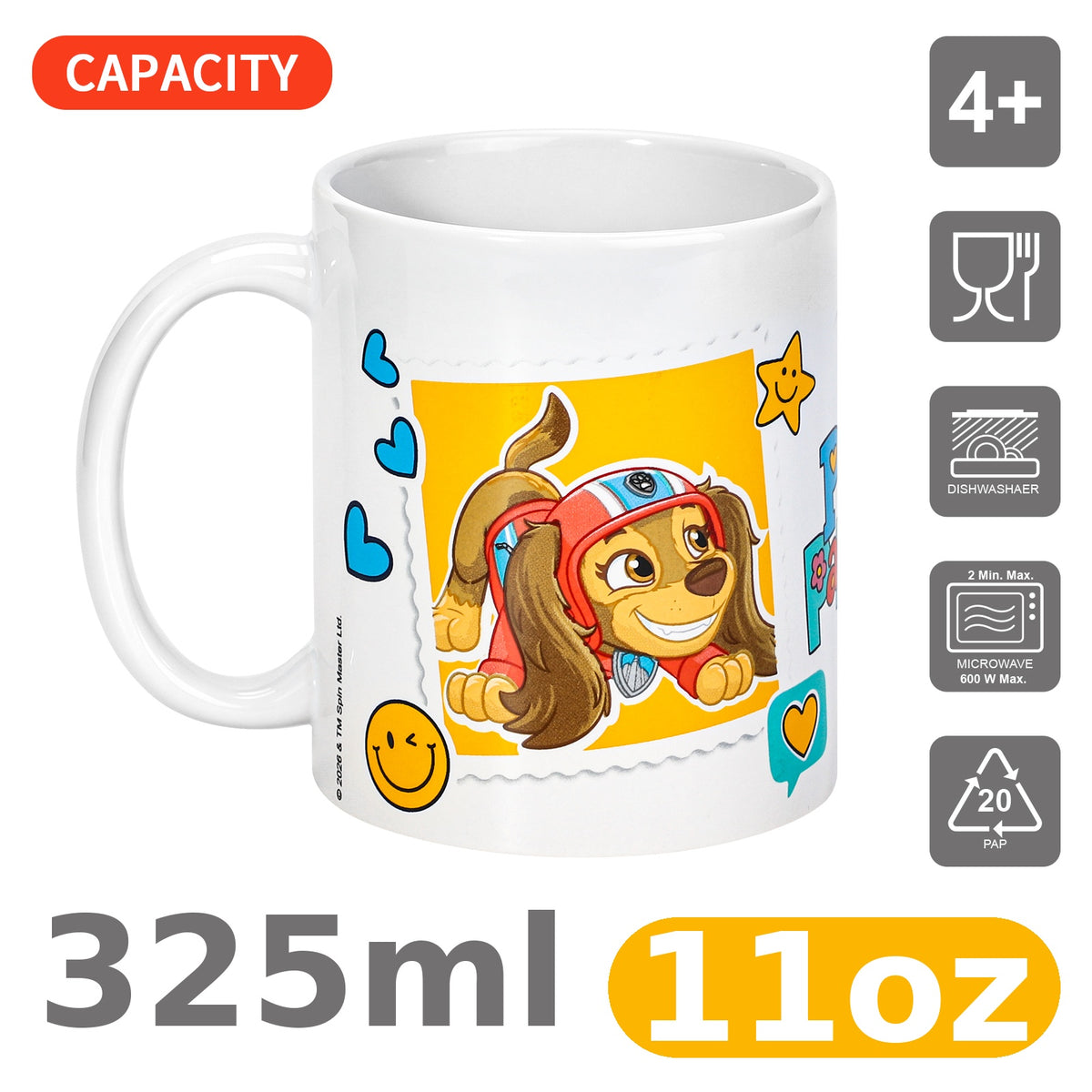 Paw Patrol Skye 11oz Ceramic Mug – Skye Polaroid-Style 325ml Coffee Cup, Dishwasher & Microwave Safe, Officially Licensed Gift for Kids & Adults