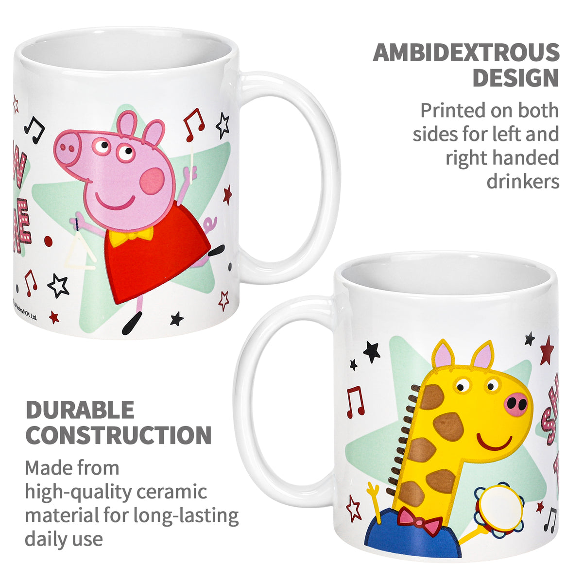 Peppa Pig 11oz Ceramic Mug – Peppa & Gerald Giraffe 325ml Coffee Cup, Dishwasher & Microwave Safe, Officially Licensed Gift for Kids & Adults