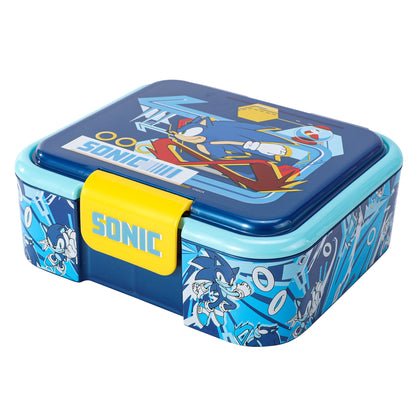Sonic the Hedgehog Kids Lunch Box with Compartment - BPA Free Bento Boxes - Rectangular School & Travel Food & Snacks Box, Officially Licensed Cute Plastic Sandwich Container for Boys & Girls