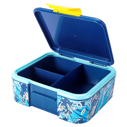Sonic the Hedgehog Kids Lunch Box with Compartment - BPA Free Bento Boxes - Rectangular School & Travel Food & Snacks Box, Officially Licensed Cute Plastic Sandwich Container for Boys & Girls