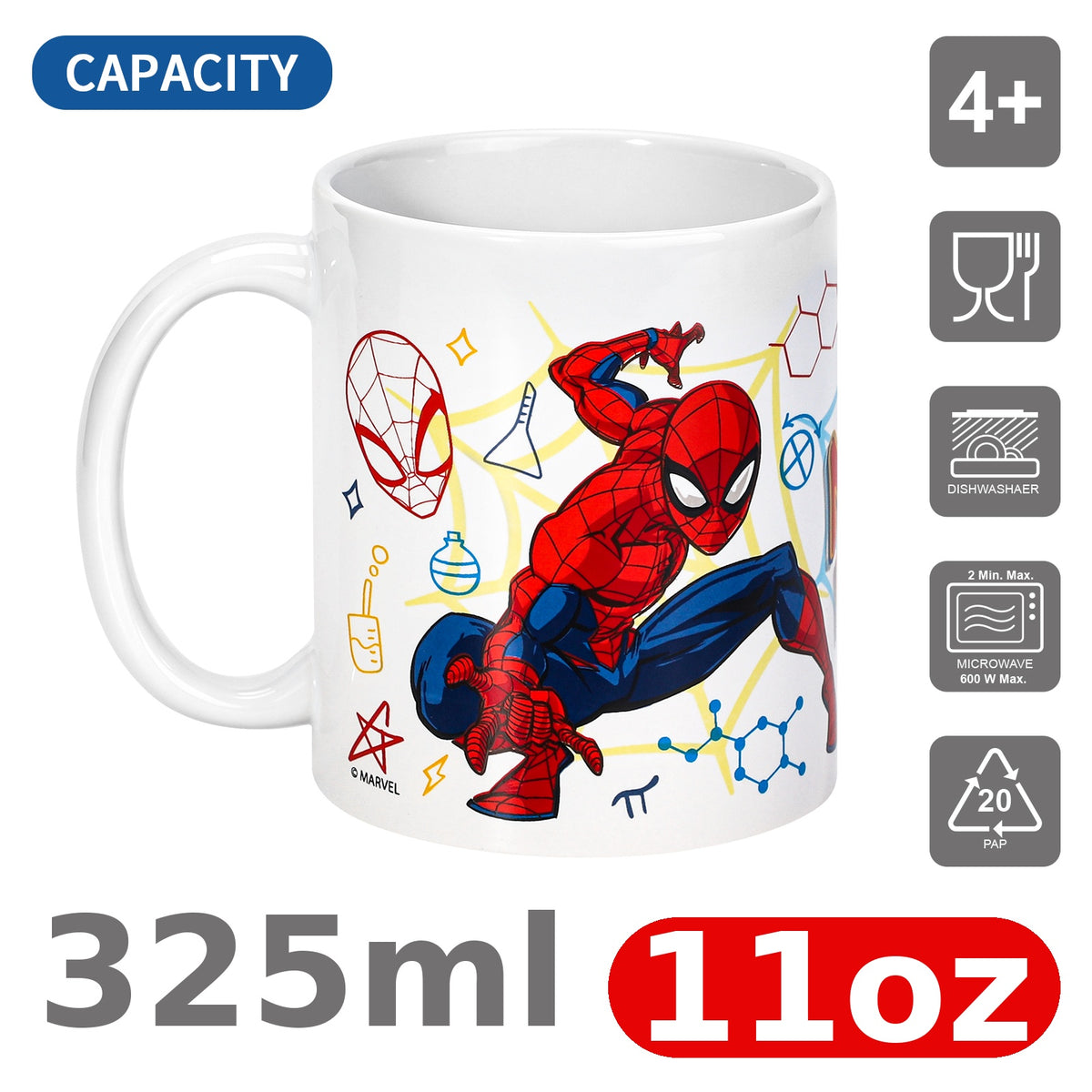 Marvel Spiderman 11oz Ceramic Mug – I Love NYC Hero 325ml Coffee Cup, Dishwasher & Microwave Safe, Officially Licensed Gift for Kids & Adults