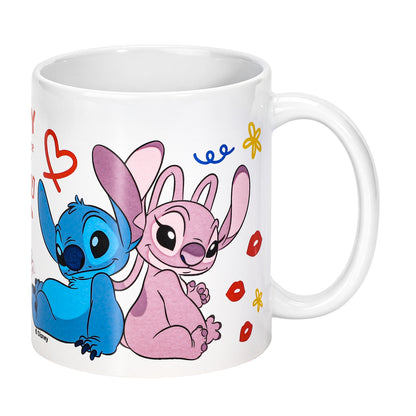 Disney Stitch & Angel 11oz Ceramic Mug – Just Chill 325mlCoffee Cup, Dishwasher & Microwave Safe, Officially Licensed Gift for Kids & Adults