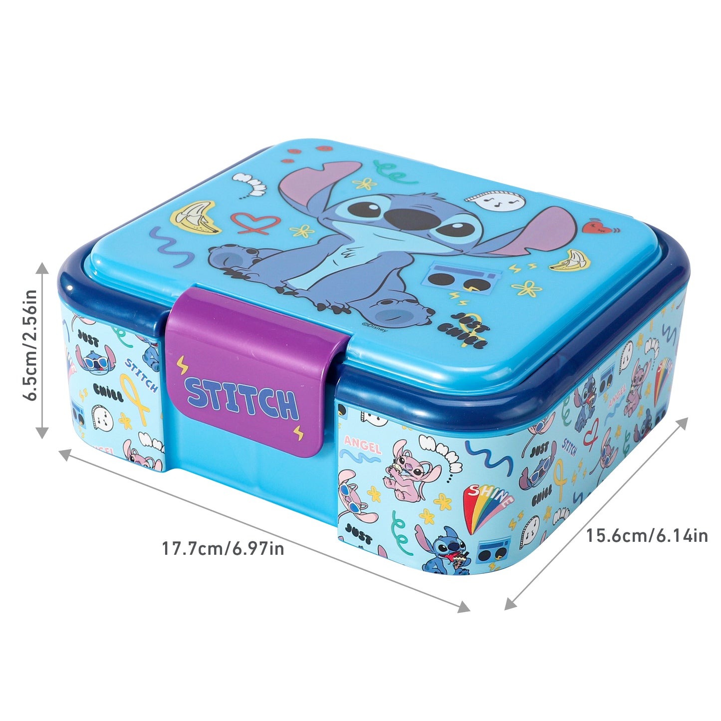 Disney Stitch Kids Lunch Box with Compartment - BPA Free Bento Boxes