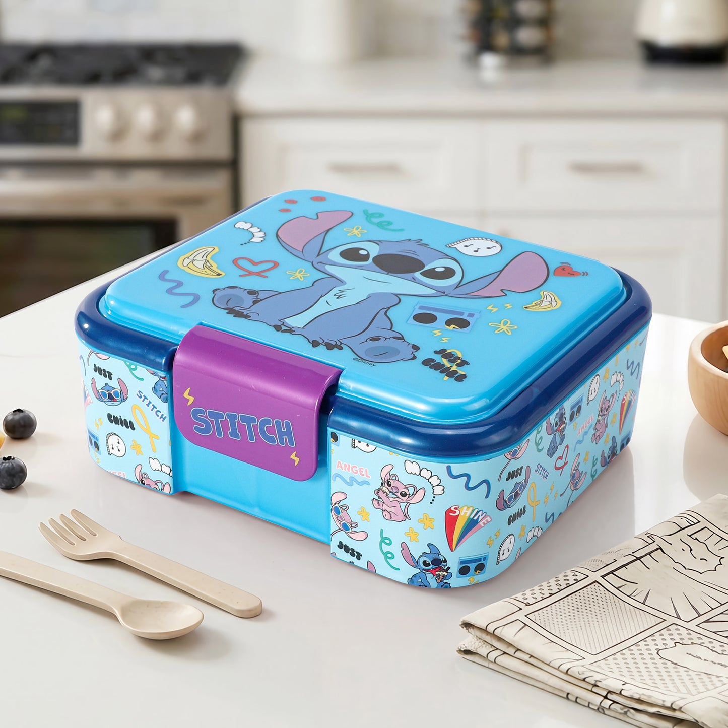 Disney Stitch Kids Lunch Box with Compartment - BPA Free Bento Boxes