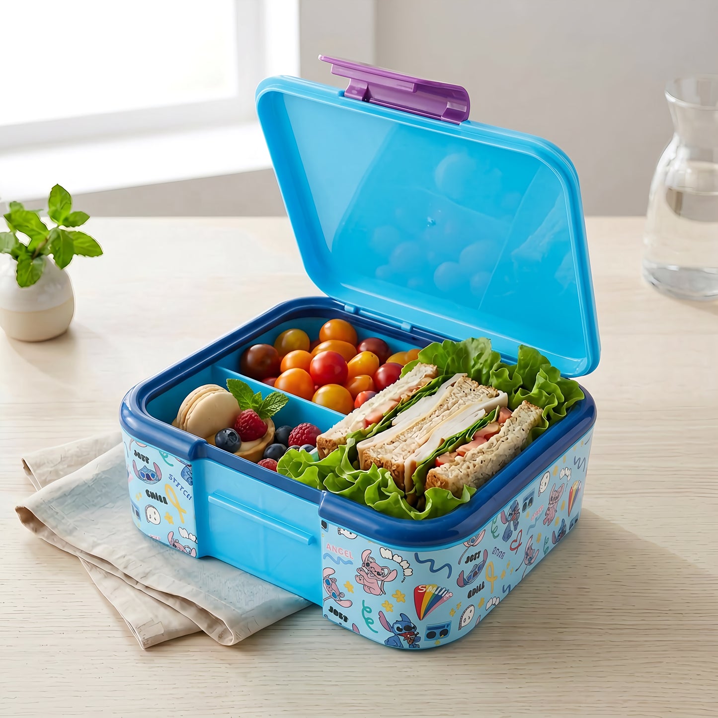 Disney Stitch Kids Lunch Box with Compartment - BPA Free Bento Boxes