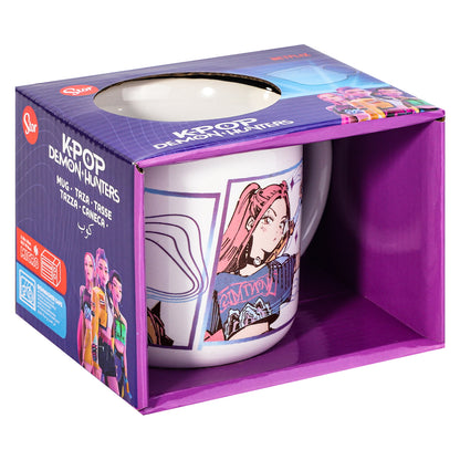 KPop Demon Hunters 14oz Ceramic Mug – Rumi & Zoey Huntrix 410ml Coffee Cup, Dishwasher & Microwave Safe, Officially Licensed Netflix Gift for Kids & Adults