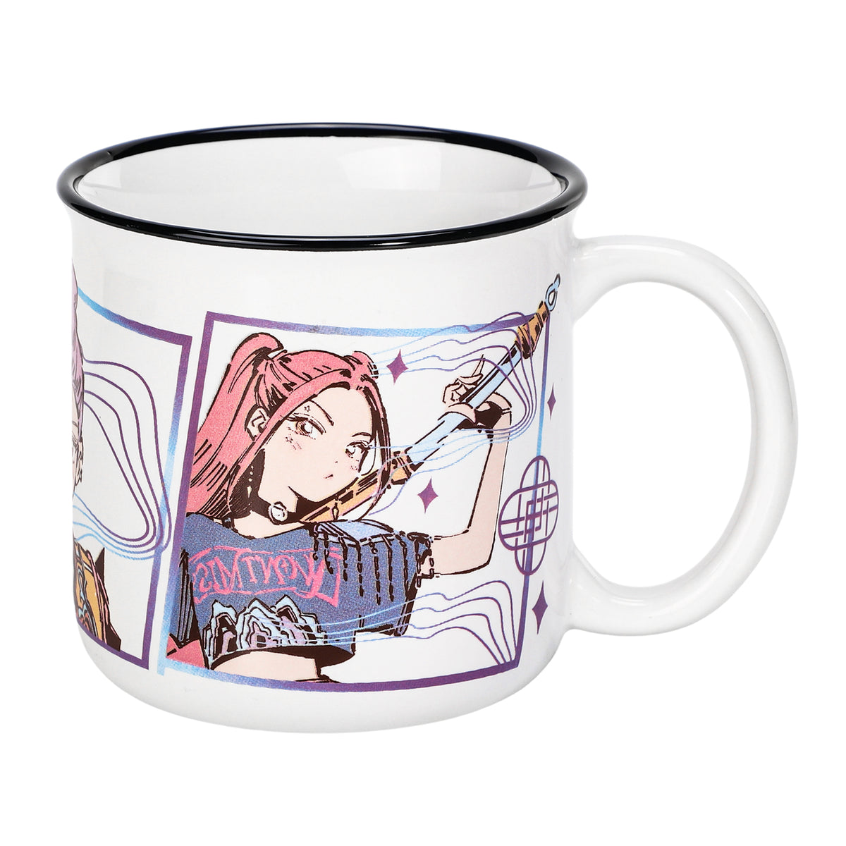 KPop Demon Hunters 14oz Ceramic Mug – Rumi & Zoey Huntrix 410ml Coffee Cup, Dishwasher & Microwave Safe, Officially Licensed Netflix Gift for Kids & Adults
