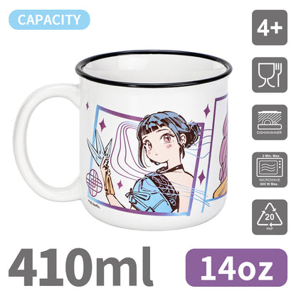 KPop Demon Hunters 14oz Ceramic Mug – Rumi & Zoey Huntrix 410ml Coffee Cup, Dishwasher & Microwave Safe, Officially Licensed Netflix Gift for Kids & Adults
