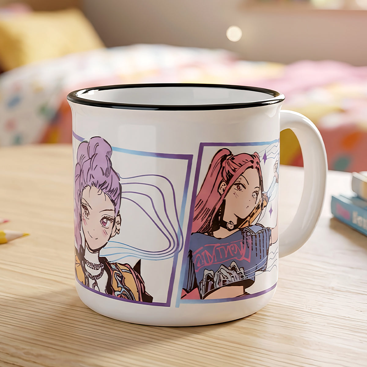 KPop Demon Hunters 14oz Ceramic Mug – Rumi & Zoey Huntrix 410ml Coffee Cup, Dishwasher & Microwave Safe, Officially Licensed Netflix Gift for Kids & Adults