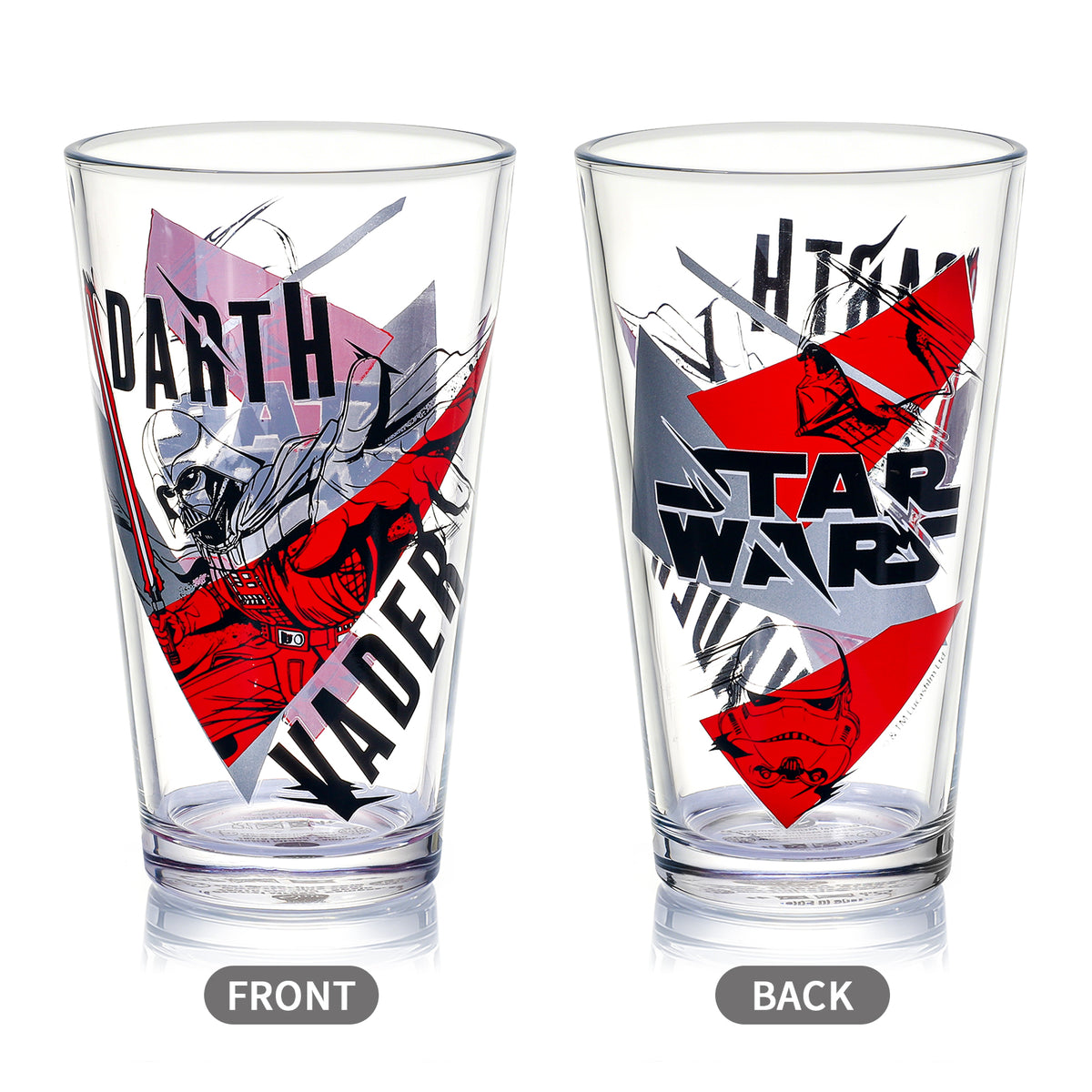 Star Wars 480ml Glass and Twin Straw Set, 16.9oz Darth Vader Drinking Glass with 2 Reusable Metal Straws, Officially Licensed 3-Piece Kids Set