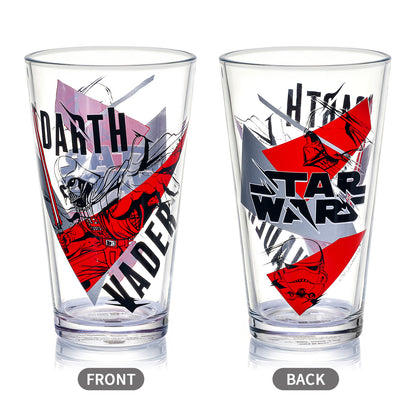 Star Wars 480ml Glass and Twin Straw Set, 16.9oz Darth Vader Drinking Glass with 2 Reusable Metal Straws, Officially Licensed 3-Piece Kids Set