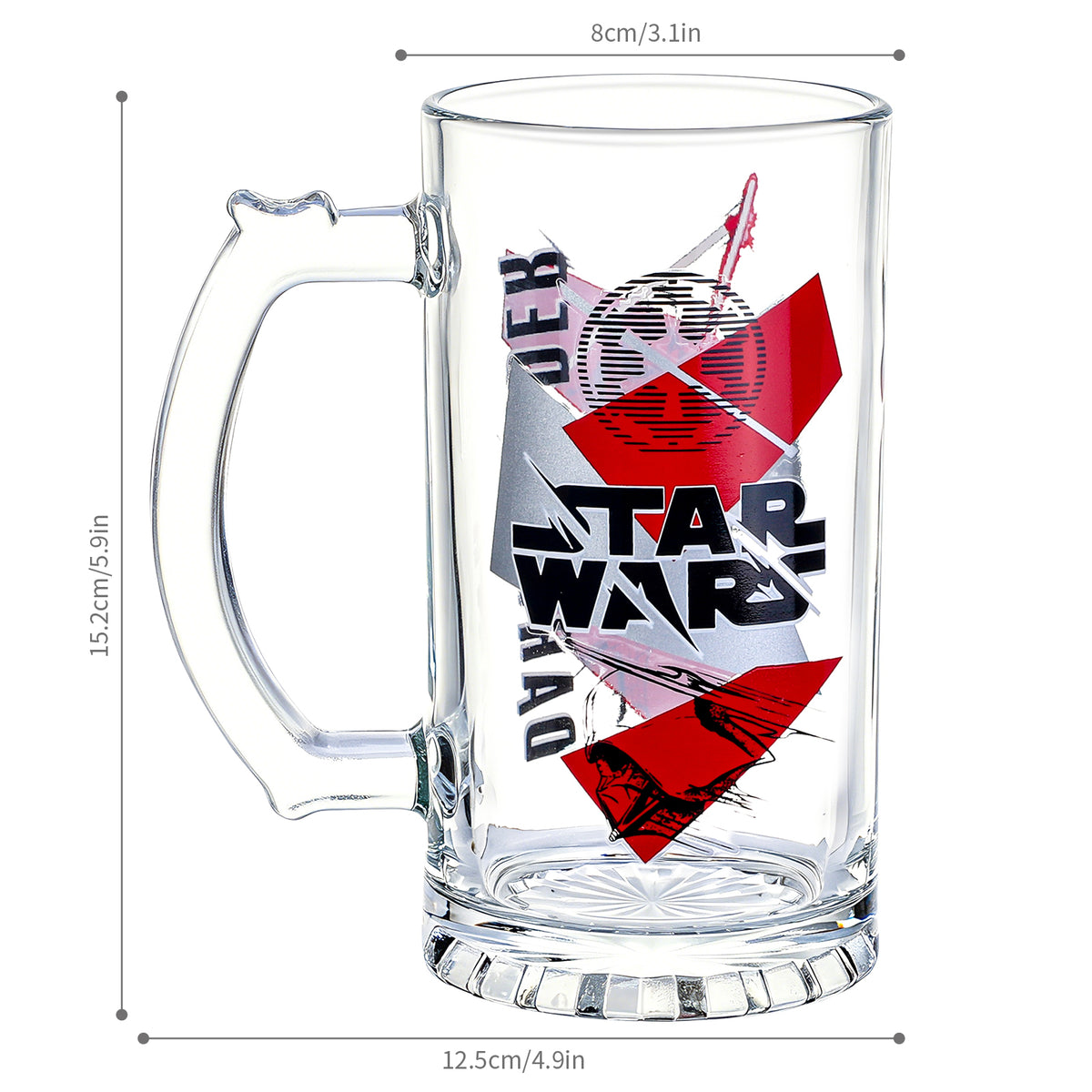 Star Wars 500ml Darth Vader Glass Beer Mug, 16.9oz Tankard Stein with Handle, Officially Licensed Glassware