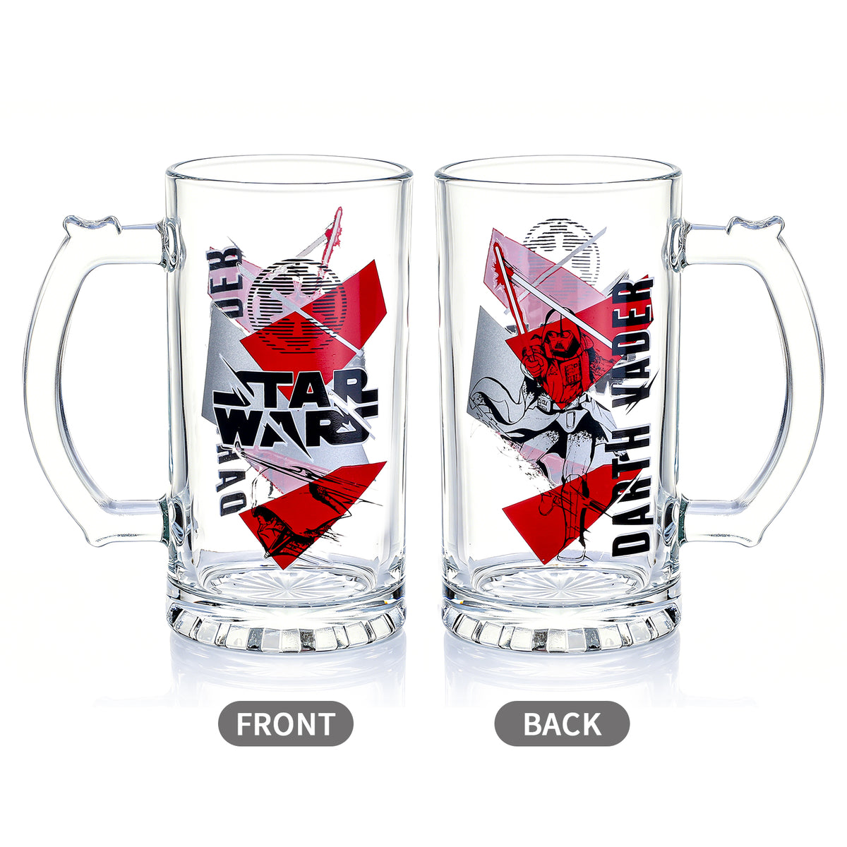 Star Wars 500ml Darth Vader Glass Beer Mug, 16.9oz Tankard Stein with Handle, Officially Licensed Glassware