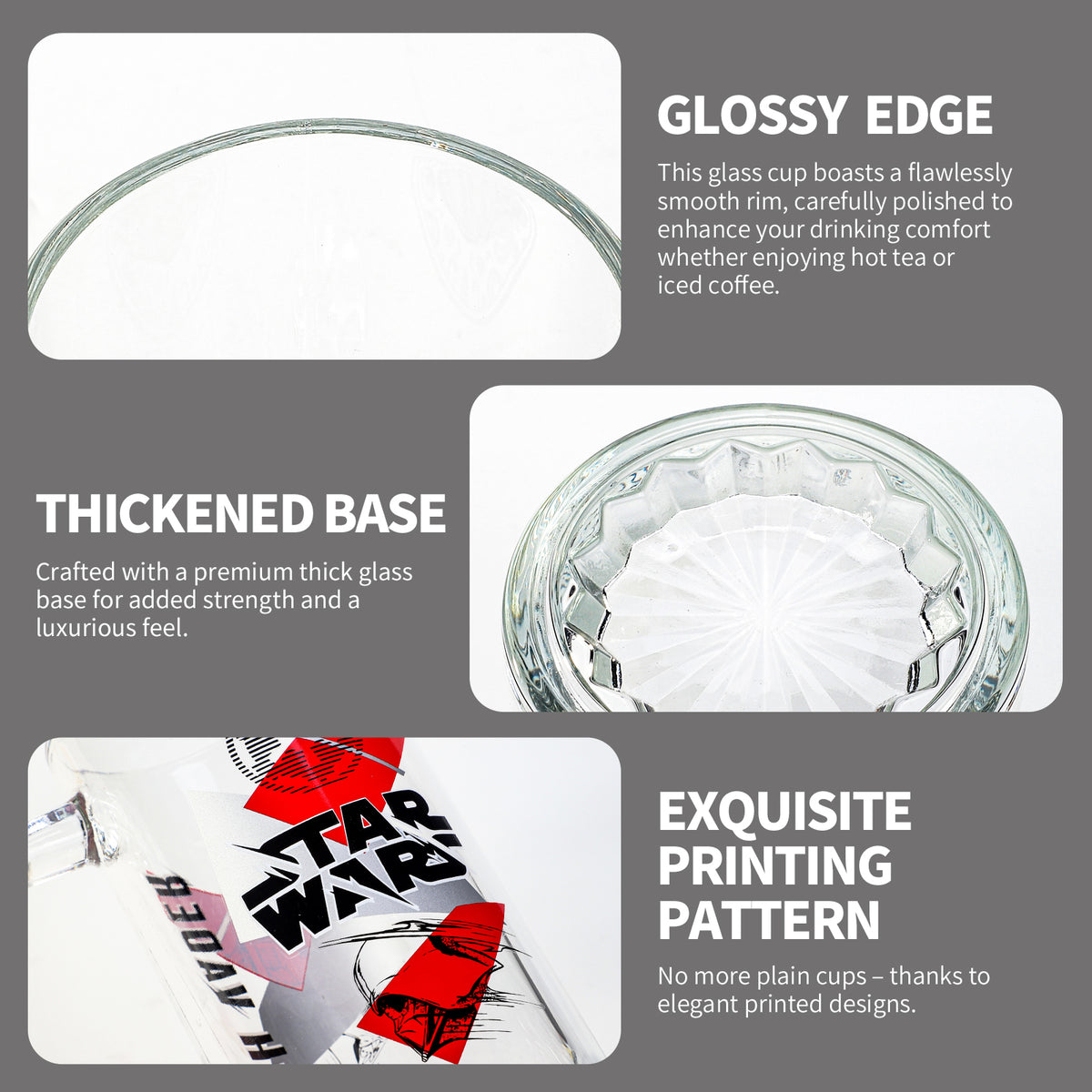 Star Wars 500ml Darth Vader Glass Beer Mug, 16.9oz Tankard Stein with Handle, Officially Licensed Glassware