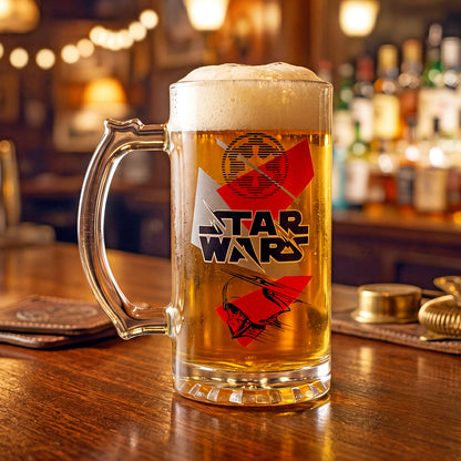 Star Wars 500ml Darth Vader Glass Beer Mug, 16.9oz Tankard Stein with Handle, Officially Licensed Glassware