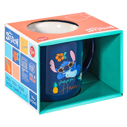 Disney Lilo & Stitch 14oz Ceramic Mug – Greetings from Hawaii 410ml Coffee Cup, Dishwasher & Microwave Safe, Officially Licensed Gift for Kids & Adults