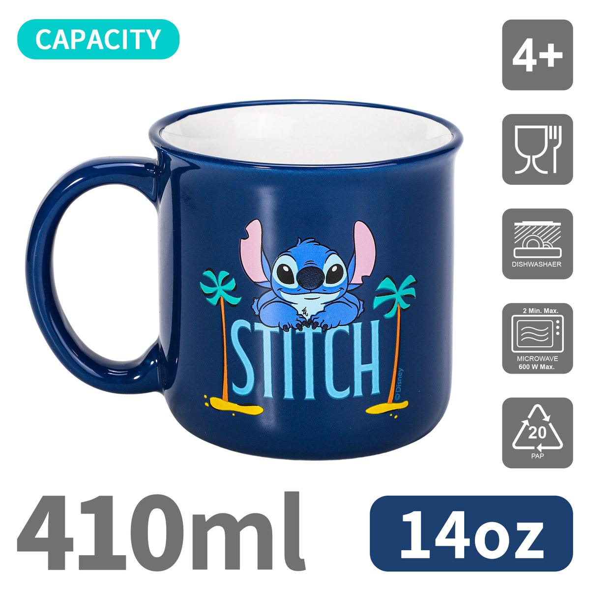 Disney Lilo & Stitch 14oz Ceramic Mug – Greetings from Hawaii 410ml Coffee Cup, Dishwasher & Microwave Safe, Officially Licensed Gift for Kids & Adults