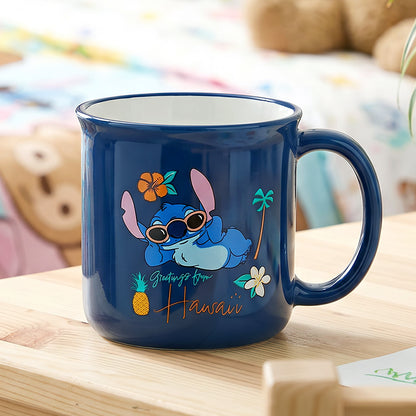 Disney Lilo & Stitch 14oz Ceramic Mug – Greetings from Hawaii 410ml Coffee Cup, Dishwasher & Microwave Safe, Officially Licensed Gift for Kids & Adults