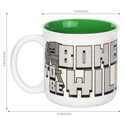Minecraft 14oz Ceramic Mug – Bones to Be Wild Skeleton 410ml Coffee Cup, Dishwasher & Microwave Safe, Officially Licensed Gift for Kids & Adults