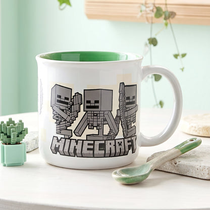 Minecraft 14oz Ceramic Mug – Bones to Be Wild Skeleton 410ml Coffee Cup, Dishwasher & Microwave Safe, Officially Licensed Gift for Kids & Adults