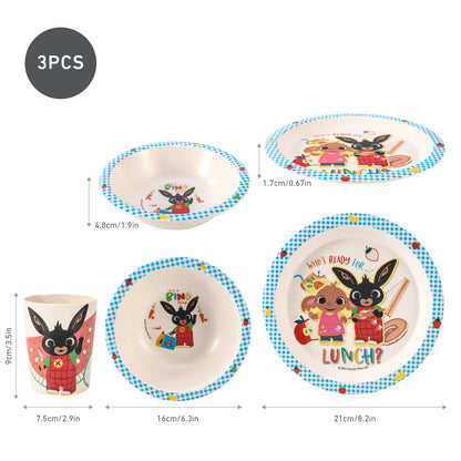 Bing 3Pcs Wooden Kids - Plate, Bowl and Tumbler Lunch Dinner Set