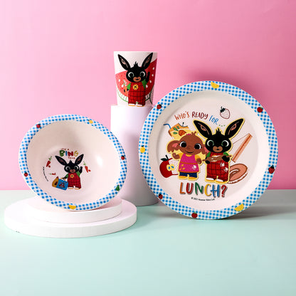Bing 3Pcs Wooden Kids - Plate, Bowl and Tumbler Lunch Dinner Set