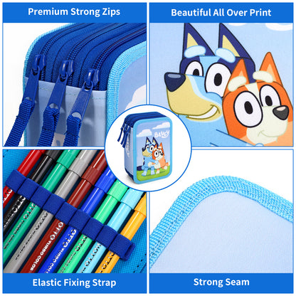 Bluey 3 Tier Large Pencil Case School Supplies Pens Pencils Sets