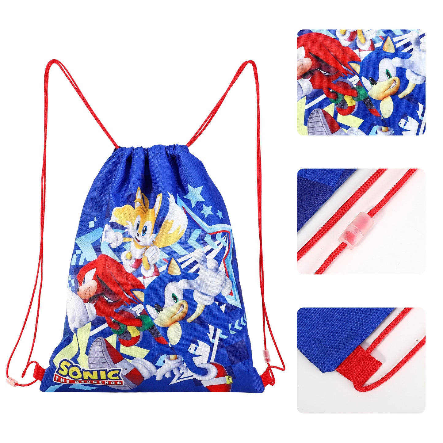 Sonic the Hedgehog Kids Drawstring PE Swimming Football Sports Travel Gym School Bag Lightweight Multicolour