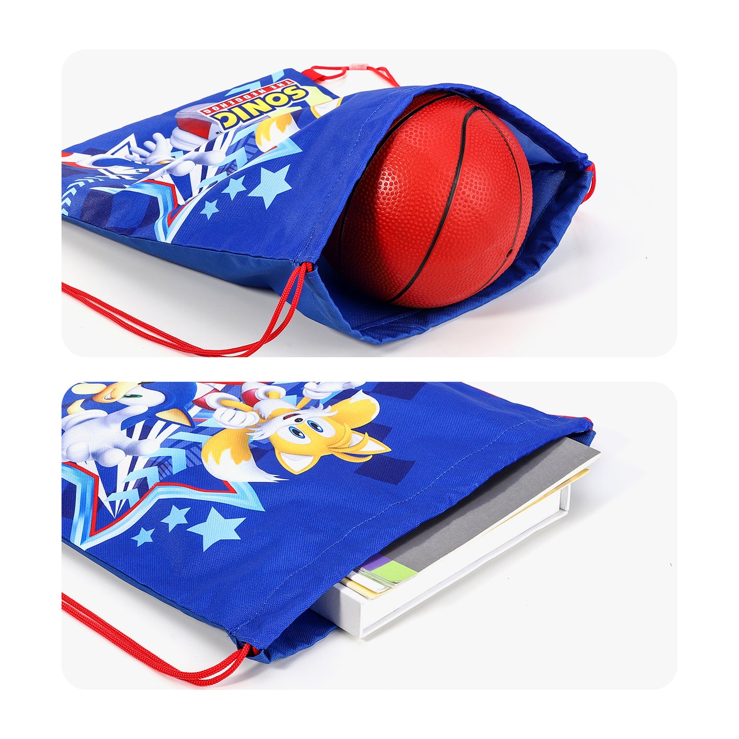 Sonic the Hedgehog Kids Drawstring PE Swimming Football Sports Travel Gym School Bag Lightweight Multicolour