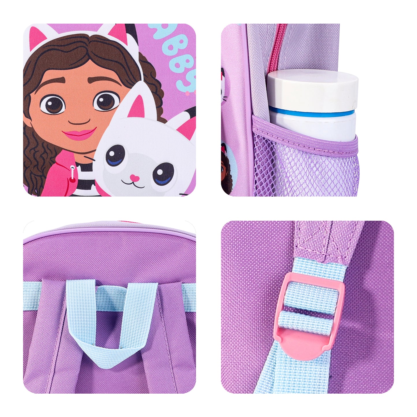 Gabby's Dollhouse Childrens Backpack Bag Boys Girls with side mesh pocket