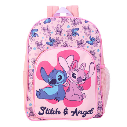 Disney Stitch & Angel Kids Childrens Backpack School Rucksack Travel Bag Boys Girls with side mesh pocket Boys Girls