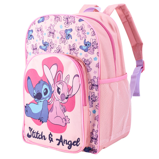 Disney Stitch & Angel Kids Childrens Backpack School Rucksack Travel Bag Boys Girls with side mesh pocket Boys Girls