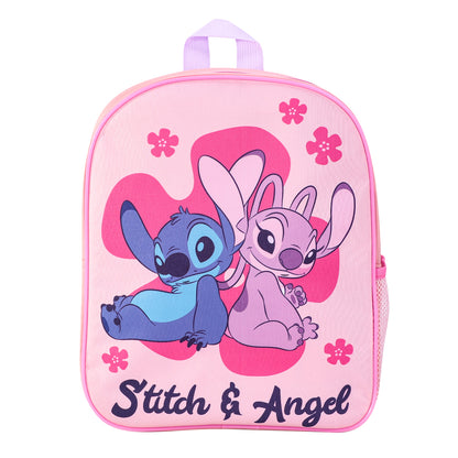 Disney Stitch & Angel Kids Childrens Backpack School Rucksack Travel Bag Boys Girls with side mesh pocket