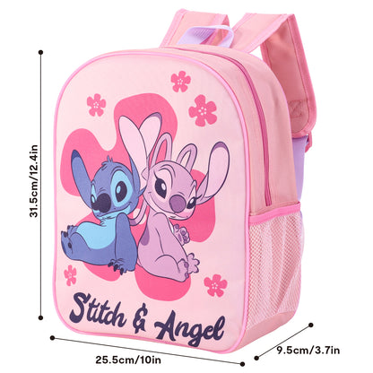 Disney Stitch & Angel Kids Childrens Backpack School Rucksack Travel Bag Boys Girls with side mesh pocket
