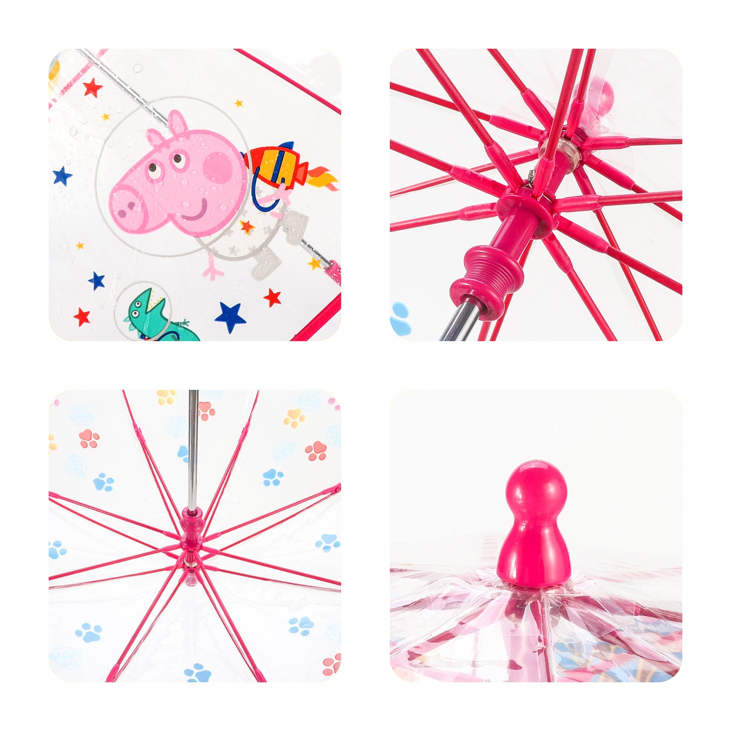 Peppa Pig Dome Umbrella for Kids Childrens Boys Girls Brolly with Safety Opening