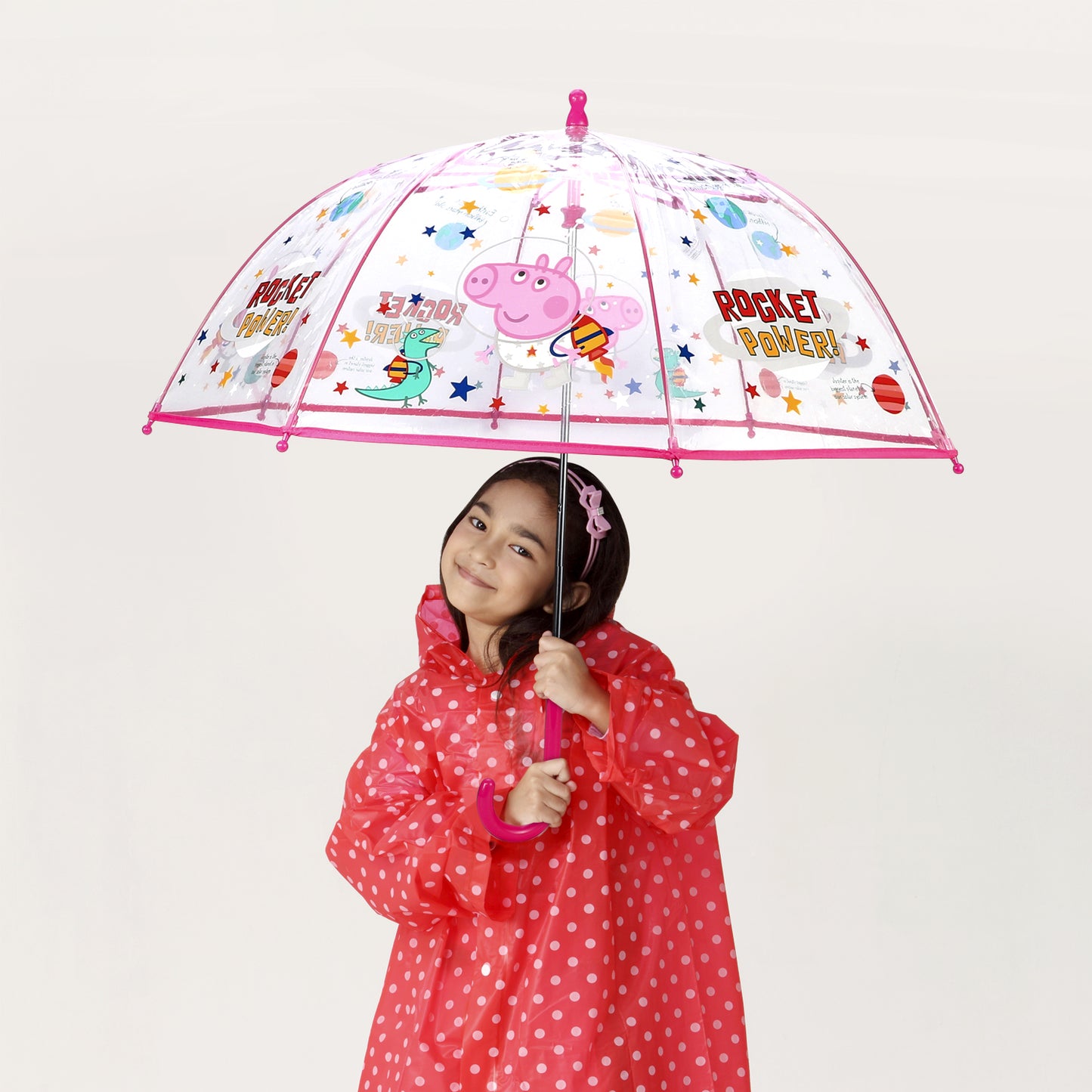 Peppa Pig Dome Umbrella for Kids Childrens Boys Girls Brolly with Safety Opening