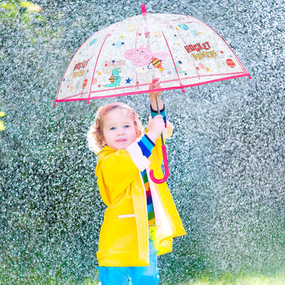 Peppa Pig Dome Umbrella for Kids Childrens Boys Girls Brolly with Safety Opening