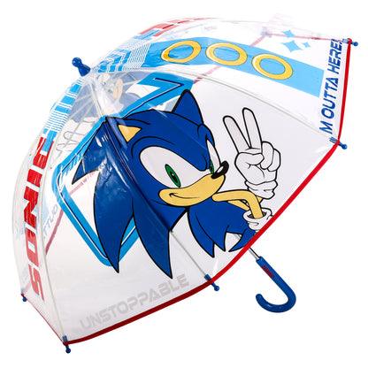 Sonic the Hedgehog Dome Umbrella for Kids Childrens Boys Girls Brolly with Safety Opening