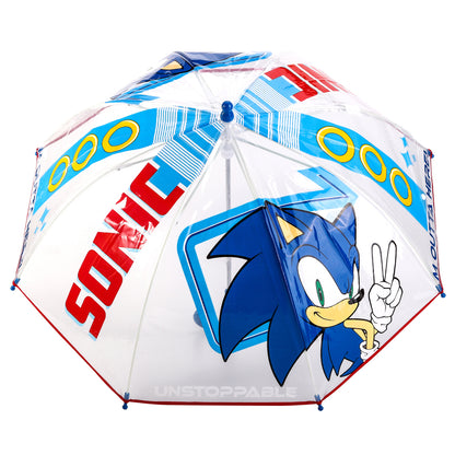 Sonic the Hedgehog Dome Umbrella for Kids Childrens Boys Girls Brolly with Safety Opening