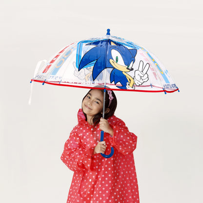 Sonic the Hedgehog Dome Umbrella for Kids Childrens Boys Girls Brolly with Safety Opening