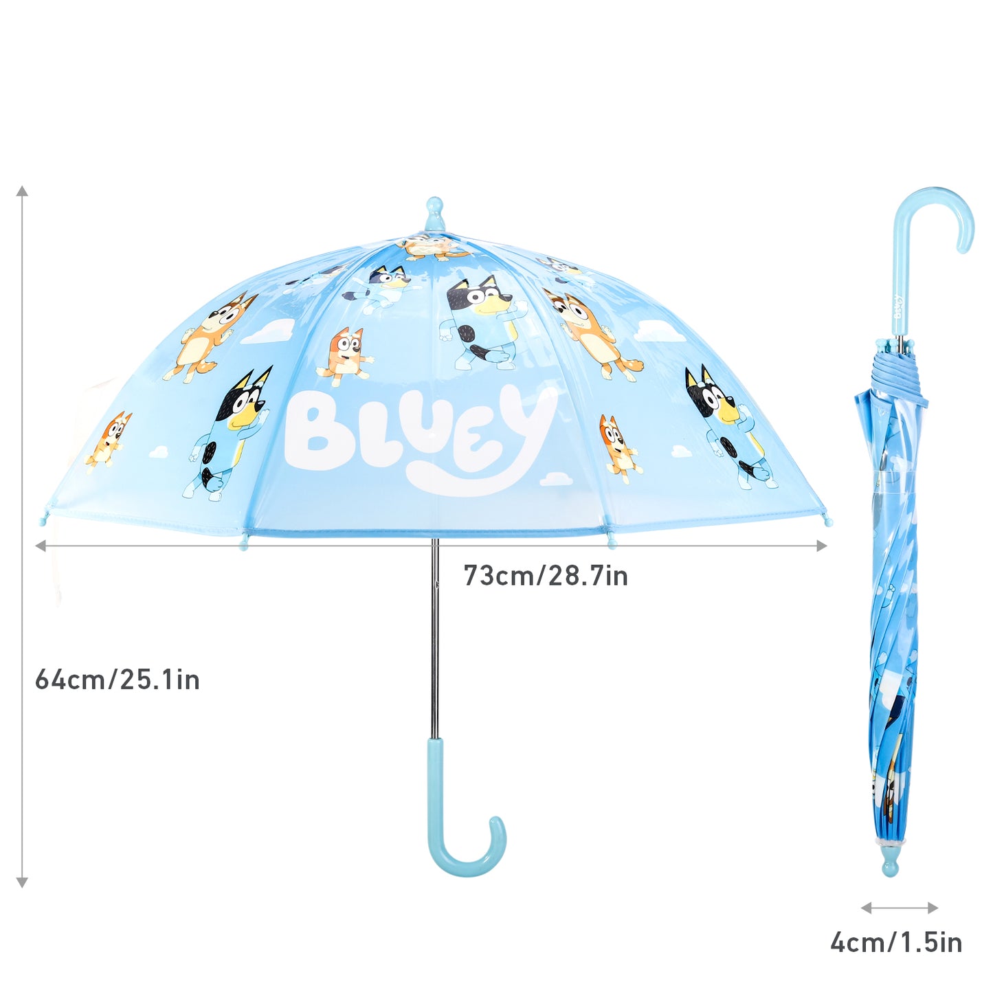 Bluey Dome Umbrella for Kids Childrens Boys Girls Brolly with Safety Opening