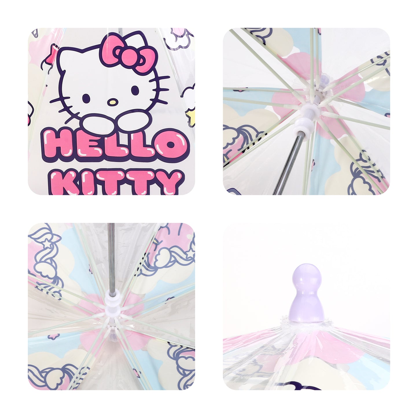 Hello Kitty Dome Umbrella for Kids Childrens Boys Girls Brolly with Safety Opening