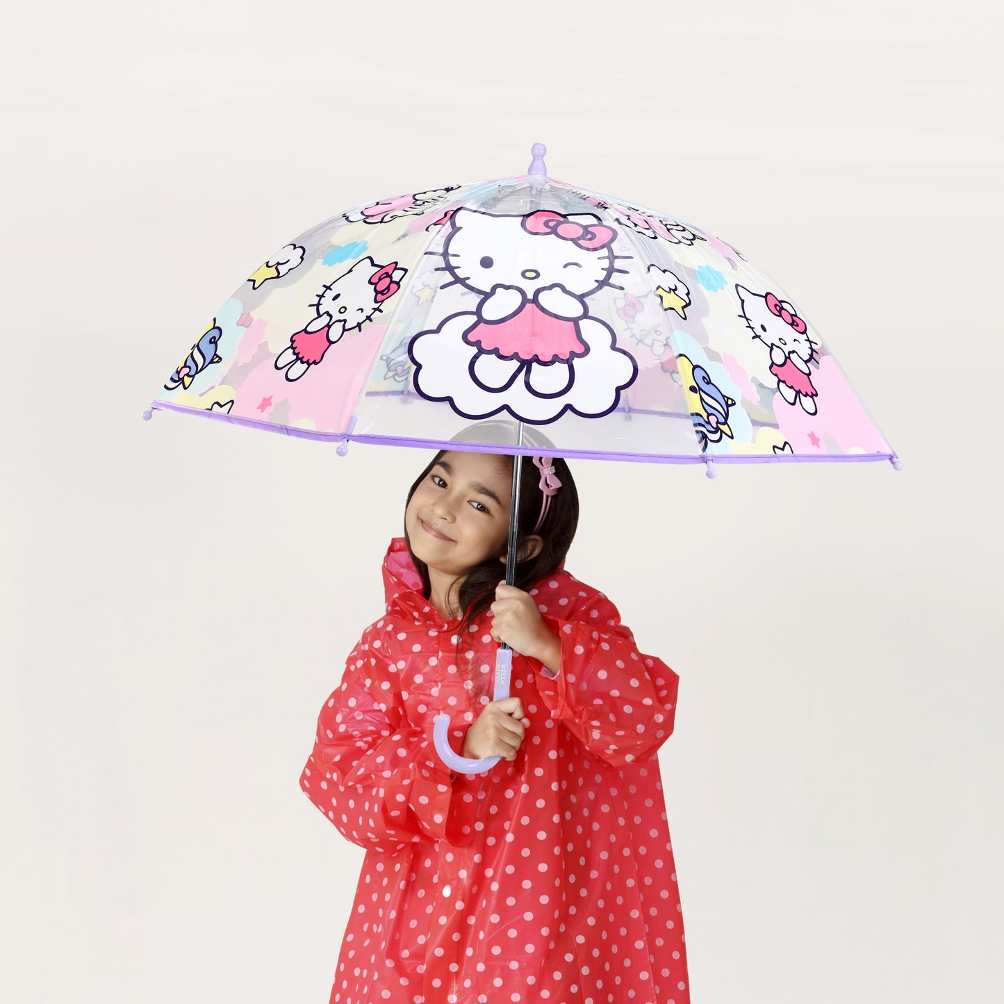 Hello Kitty Dome Umbrella for Kids Childrens Boys Girls Brolly with Safety Opening